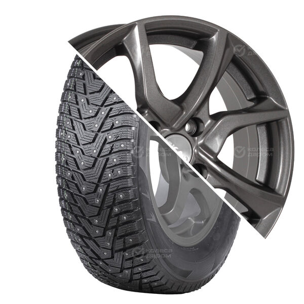 Колесо в сборе Hankook Winter i*Pike RS2 W429 195/65 R15 95 T + СКАД Тулон 6x15 4x98 ET35 DIA58.6 черно-серый цвет с перламутровыми оттенками