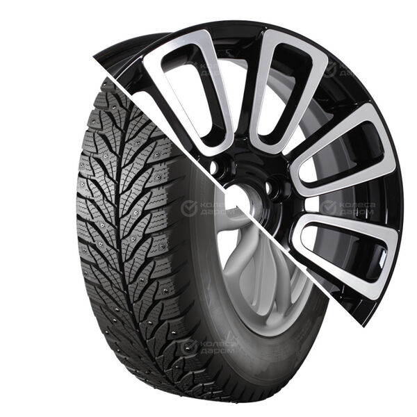 Колесо в сборе Кама ALGA (HK-531) 195/65 R15 91 T + КиК Неман-Оригинал 6x15 4x98 ET35 DIA58.5 черный глянцевый с полированными элементами лицевой поверхности