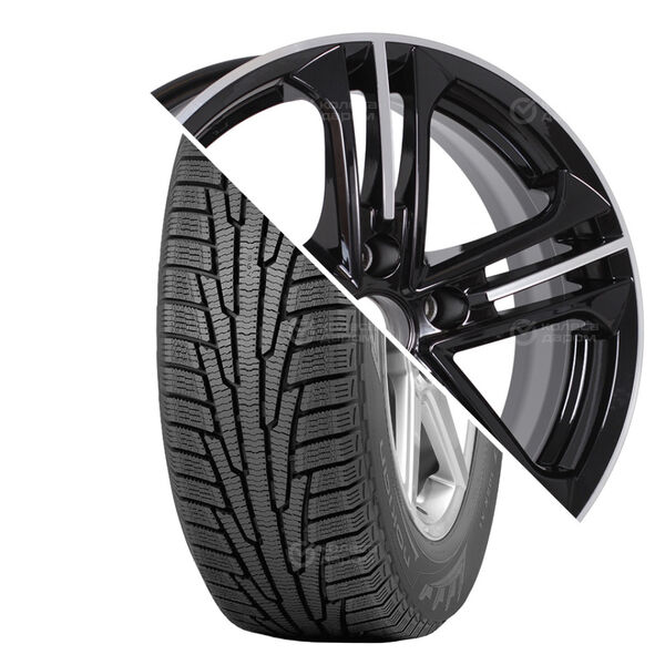 Колесо в сборе Nokian Tyres Nordman RS2 185/60 R15 88 R + КиК Trinity-оригинал 6x15 5x100 ET38 DIA57.1 черный глянцевый с полированными элементами лицевой поверхности