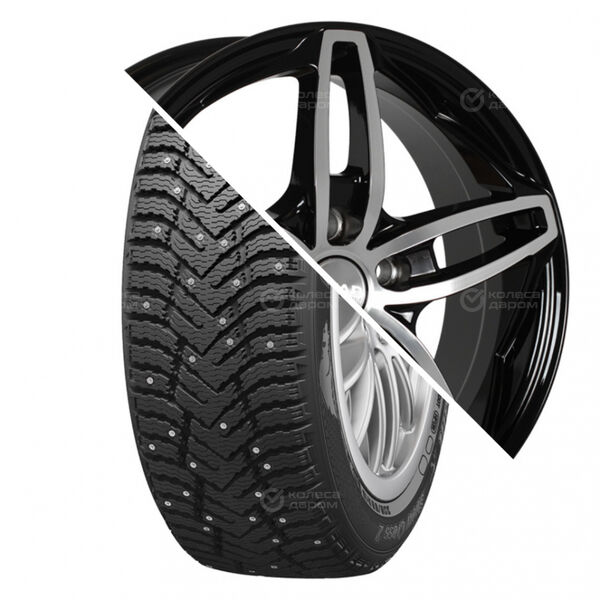 Колесо в сборе Cordiant Snow Cross 2 205/55 R16 94 T + СКАД Турин 6.5x16 5x112 ET46 DIA57.1 черный глянцевый с полированной лицевой поверхностью