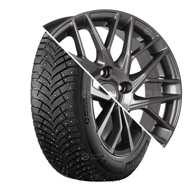 Колесо в сборе Michelin X-Ice North 4 SUV 215/70 R16 100 T + СКАД Сиена 6.5x16 5x114.3 ET38 DIA67.1 черно-серый цвет с перламутровыми оттенками