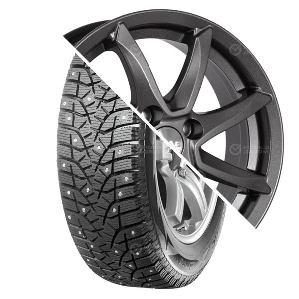 Колесо в сборе Bridgestone Blizzak Spike-02 185/65 R15 88 T + СКАД Осака 6x15 4x100 ET46 DIA54.1 черно-серый цвет с перламутровыми оттенками