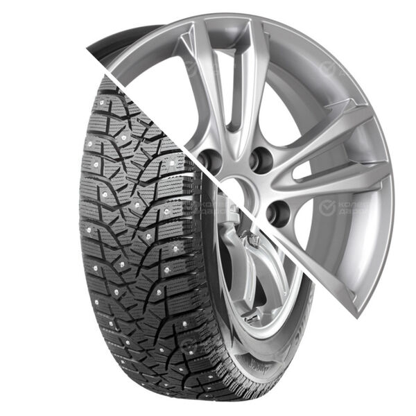 Колесо в сборе Bridgestone Blizzak Spike-02 205/55 R16 91 T + КиК Samara-оригинал 6x16 4x100 ET41 DIA60.1 насыщенный темно-серебристый цвет