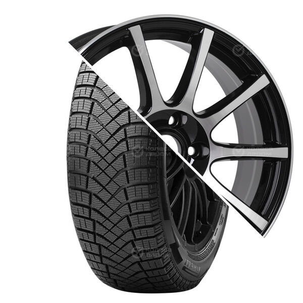 Колесо в сборе Pirelli Ice Zero Friction 185/65 R15 92 T + CrossStreet CR16 6x15 4x98 ET40 DIA58.6 черный полностью полированный
