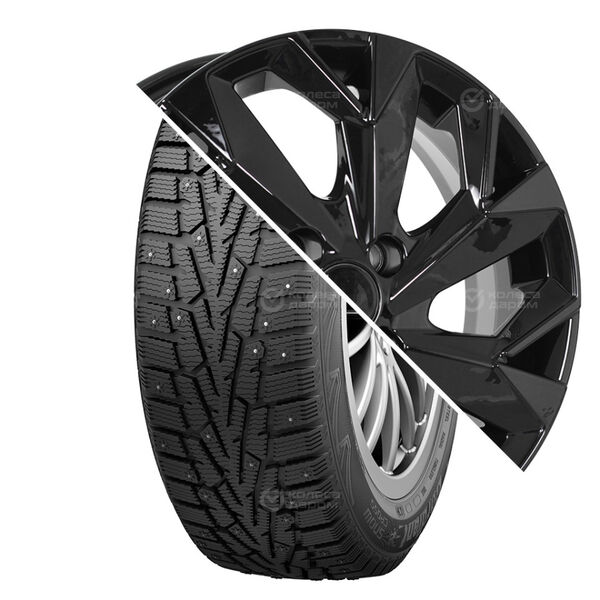 Колесо в сборе Cordiant Snow Cross 185/60 R14 82 T + Carwel Вага 1402 5.5x14 4x98 ET35 DIA58.5 чёрный
