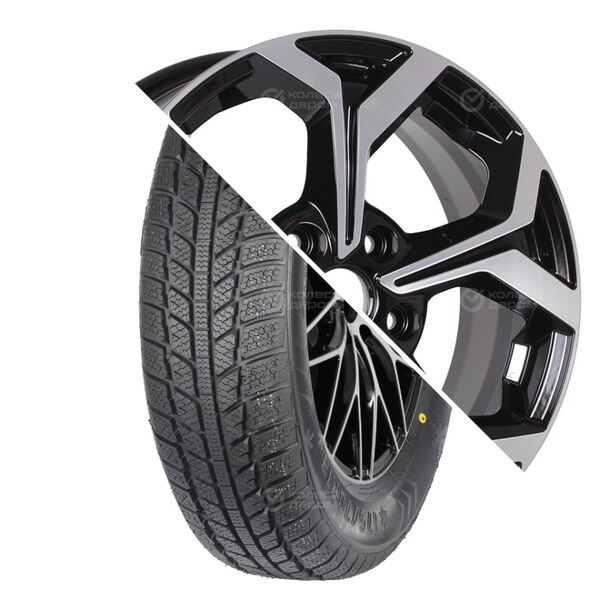 Колесо в сборе Evergreen EW62 205/55 R16 91 H + КиК Серия Реплика КС878 (16_Ceed CD) 6.5x16 5x114.3 ET50 DIA67.1 черный глянцевый с полированными элементами лицевой поверхности