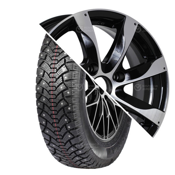 Колесо в сборе Tunga Nordway 185/65 R15 88 Q + КиК Джемини 6x15 4x100 ET45 DIA67.1 черный глянцевый с полированными элементами лицевой поверхности