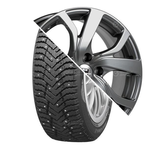 Колесо в сборе Cordiant Snow Cross 2 185/65 R15 92 T + КиК Палермо 6x15 5x114.3 ET45 DIA67.1 темно-серый