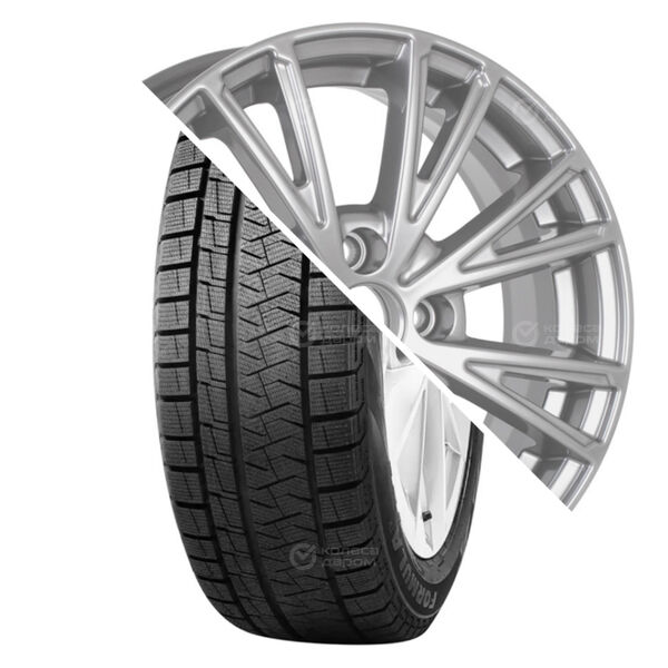 Колесо в сборе Formula Ice Friction 205/60 R16 96 T + КиК Меандр-оригинал 6x16 4x100 ET50 DIA60.1 глянцевый серебристый