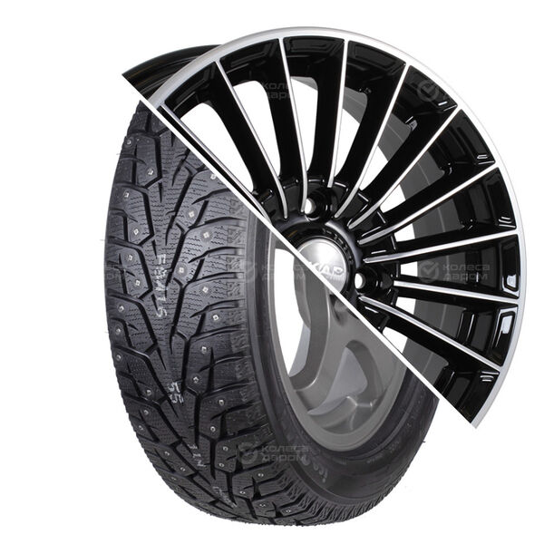 Колесо в сборе Yokohama iceGUARD IG55 185/65 R15 92 T + СКАД Веритас 6x15 4x114.3 ET45 DIA66.1 черный глянцевый с полированной лицевой поверхностью