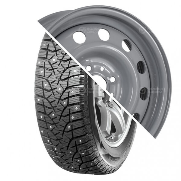 Колесо в сборе Bridgestone Blizzak Spike-02 185/65 R14 86 T + Accuride ВАЗ 2170 5.5x14 4x98 ET35 DIA58.6 серый