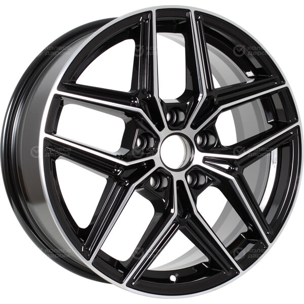 Колесный диск КиК Юнион  7xR17 5x108 ET50 DIA63.35 черный глянцевый с полированными элементами лицевой поверхности
