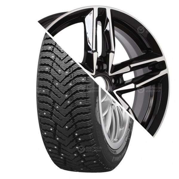 Колесо в сборе Cordiant Snow Cross 2 205/55 R16 94 T + КиК Sayan-оригинал 6x16 5x105 ET39 DIA56.6 черный глянцевый с полированными элементами лицевой поверхности