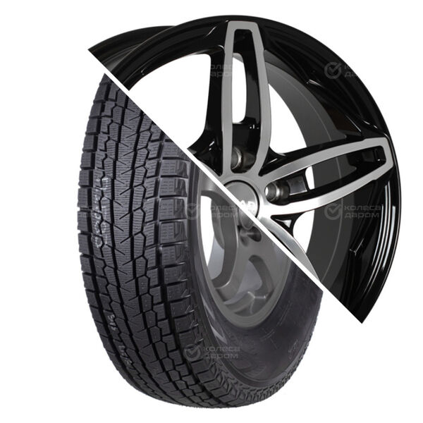 Колесо в сборе Yokohama iceGUARD G075 225/65 R17 102 Q + СКАД Турин 7x17 5x114.3 ET39 DIA60.1 черный глянцевый с полированной лицевой поверхностью