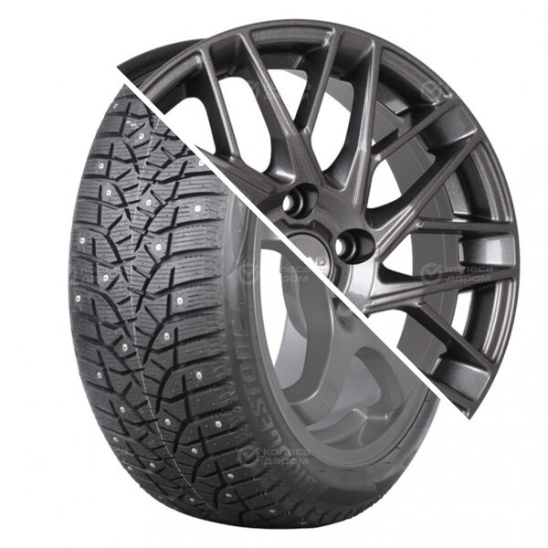 Колесо в сборе Bridgestone Blizzak Spike-02 205/55 R16 91 T + СКАД Сиена 6.5x16 5x112 ET50 DIA57.1 черно-серый цвет с перламутровыми оттенками