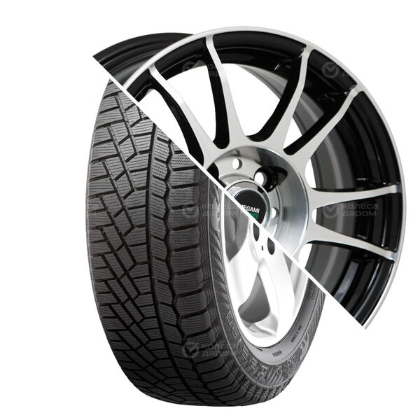 Колесо в сборе Gislaved Soft Frost 200 185/65 R15 92 T + Megami MGM-3 6x15 4x100 ET50 DIA60.1 черный полностью полированный