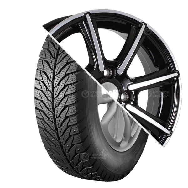 Колесо в сборе Кама ALGA (HK-531) 185/70 R14 88 T + СКАД Монако 5.5x14 4x100 ET43 DIA67.1 черный глянцевый с полированной лицевой поверхностью