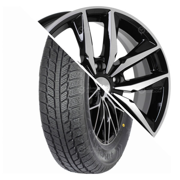 Колесо в сборе Evergreen EW62 215/65 R16 98 H + СКАД Тирион 6.5x16 5x108 ET50 DIA63.35 черный глянцевый с полированной лицевой поверхностью