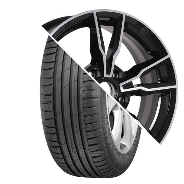 Колесо в сборе Cordiant Sport 3 PS2 205/60 R16 92 V + iFree Икигай 6.5x16 5x114.3 ET50 DIA66.1 чёрный глянцевый с полированной лицевой частью
