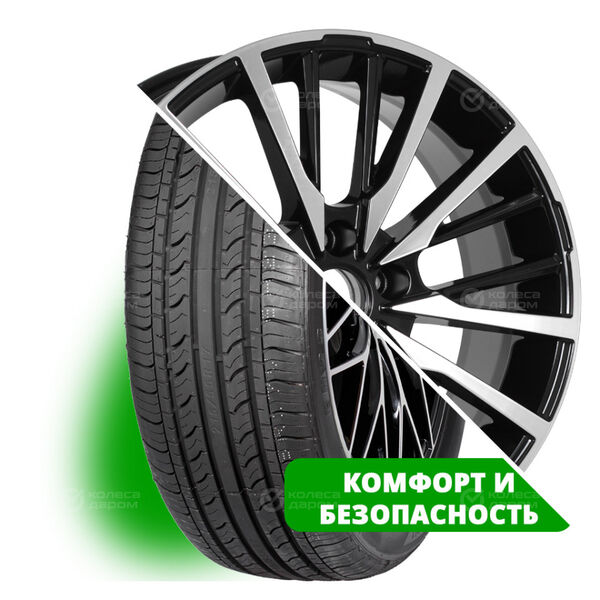 Колесо в сборе Evergreen EH23 215/55 R17 94 V + KDW KD1740 7x17 5x114.3 ET50 DIA54.1 глянцевый черный с полированной лицевой частью