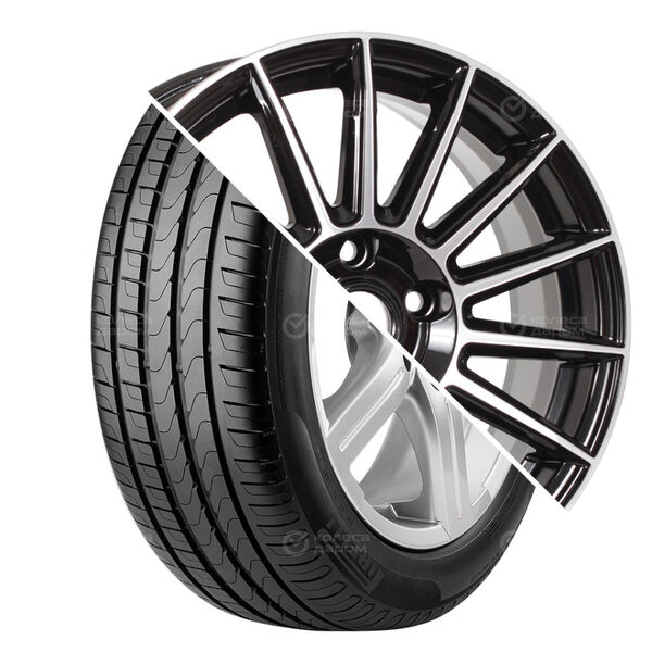 Колесо в сборе Pirelli P7 Cinturato 205/55 R16 91 V + iFree Азур 6.5x16 5x110 ET46 DIA67.1 чёрный глянцевый с полированной лицевой частью