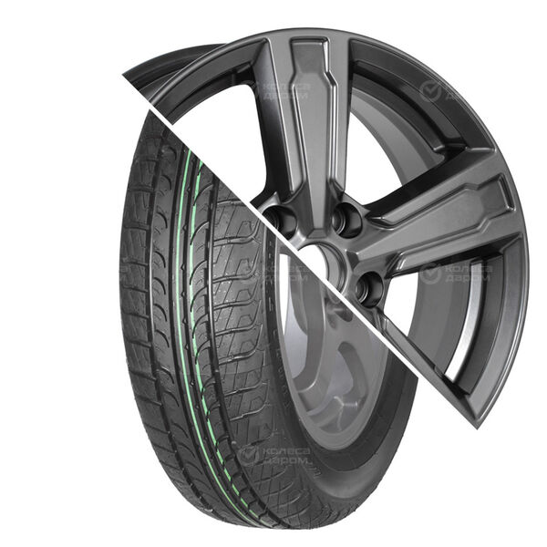 Колесо в сборе Tunga Zodiak 2 205/55 R16 94 T + КиК Оклахома 6.5x16 5x108 ET50 DIA63.35 насыщенный темно-серый полностью полированный