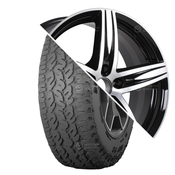 Колесо в сборе Torero MP72 215/65 R16 98 H + КиК Андорра 6.5x16 5x114.3 ET45 DIA67.1 черный глянцевый с полированными элементами лицевой поверхности