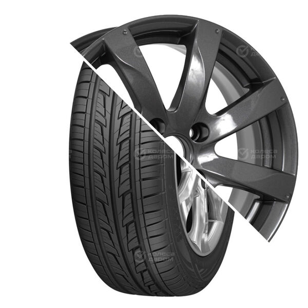 Колесо в сборе Cordiant Road Runner 185/65 R15 88 H + КиК Джемини-оригинал 6x15 4x100 ET48 DIA54.1 насыщенный темно-серый полностью полированный
