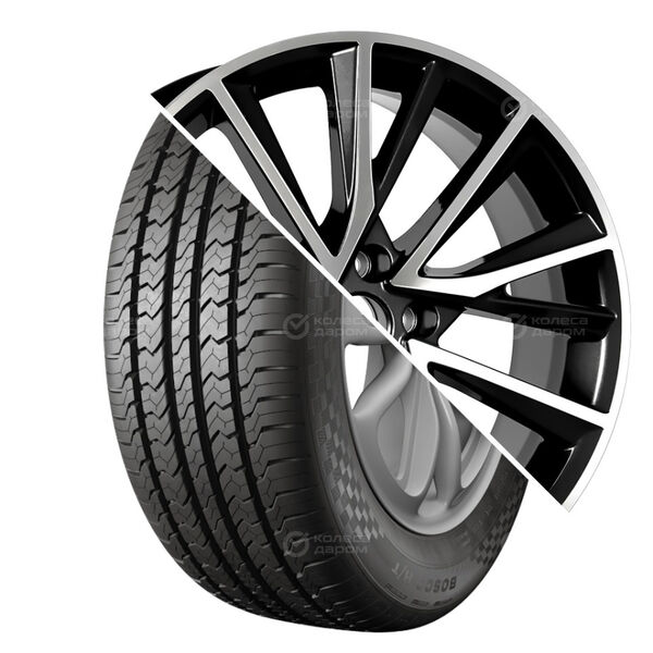 Колесо в сборе Viatti Bosco (V-238) 235/55 R18 100 V + СКАД Premium Series КР010 (18_Kodiaq) 7.5x18 5x112 ET40 DIA57.1 глянцевый черный с полированной лицевой частью