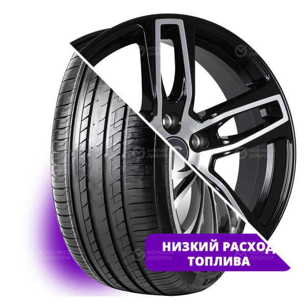 Колесо в сборе Atlander AX88 215/55 R18 99 V + СКАД Женева 7x18 5x114.3 ET40 DIA66.1 черный глянцевый с полированной лицевой поверхностью