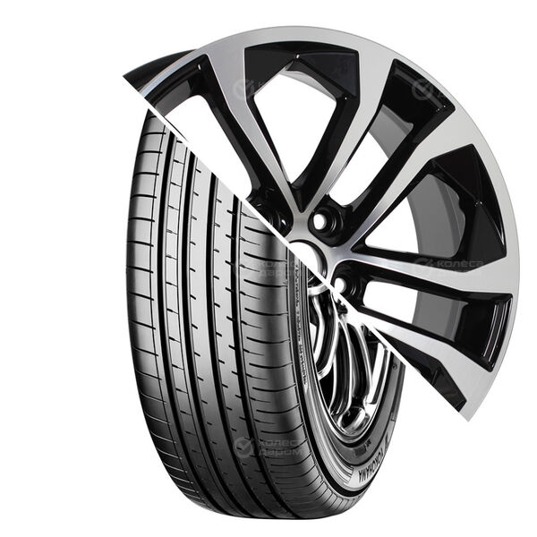 Колесо в сборе Yokohama BluEarth AE61 225/60 R17 99 V + СКАД Тукан 7x17 5x114.3 ET48 DIA67.1 черный глянцевый с полированной лицевой поверхностью