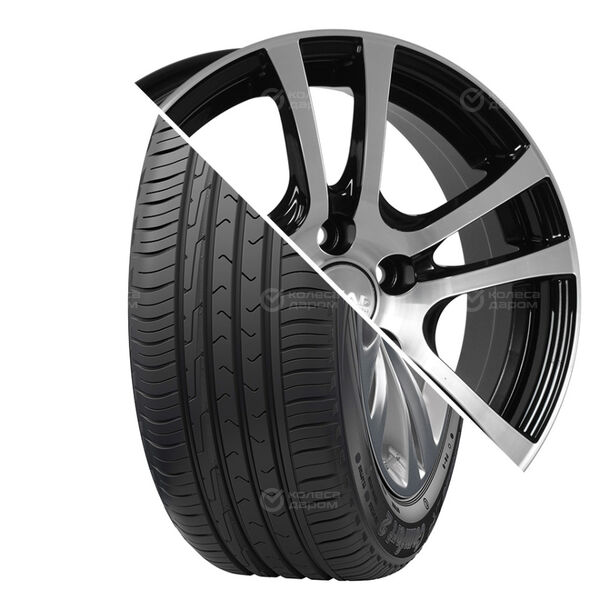 Колесо в сборе Cordiant Comfort 2 185/60 R15 84 H + СКАД Дели 6x15 4x98 ET38 DIA58.6 черный глянцевый с полированной лицевой поверхностью