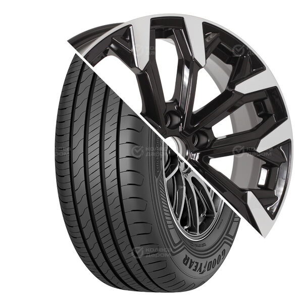 Колесо в сборе Goodyear Efficientgrip 2 SUV 215/60 R17 96 H + КиК Морейн 6.5x17 5x114.3 ET49 DIA67.1 черный глянцевый с полированными элементами лицевой поверхности