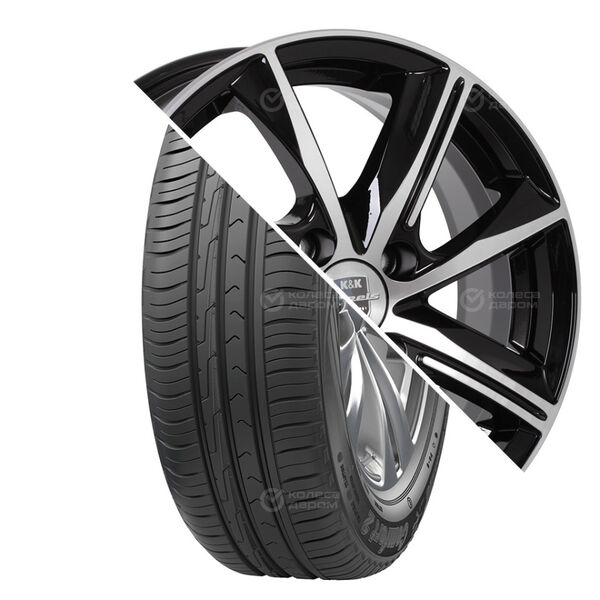 Колесо в сборе Cordiant Comfort 2 SUV 215/65 R16 102 H + КиК Арнар 7x16 5x108 ET40 DIA67.1 черный глянцевый с полированными элементами лицевой поверхности