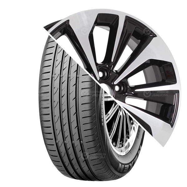 Колесо в сборе Nexen NBlue HD Plus 215/50 R17 95 V + КиК Авиор 7x17 5x114.3 ET50 DIA67.1 черный глянцевый с полированными элементами лицевой поверхности