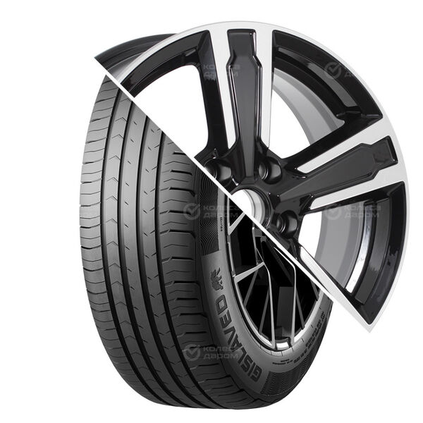 Колесо в сборе Gislaved Premium Control 205/55 R16 91 H + КиК Оклахома 6.5x16 5x114.3 ET45 DIA54.1 черный глянцевый с полированными элементами лицевой поверхности