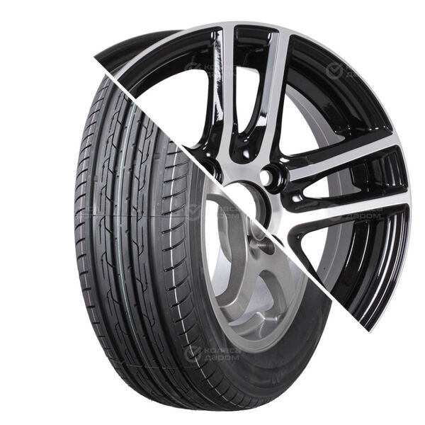 Колесо в сборе Triangle TE301 175/70 R13 82 H + Tech Line 329 5x13 4x98 ET35 DIA58.6 глянцевый черный с полированной лицевой частью